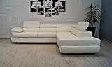 Quattro Meble Weiß Echtleder Eckcouch 275 x 225 Sofa Couch mit Schlaffunktion, Bettkasten und Kopfstützen Echt Leder Ecksofa (275 x 225 Ecke Rechts)