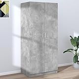RAUGAJ Kleiderschrank Beton Grau 80x52x180 cm Holzwerk,Artikelfarbe Beton grau