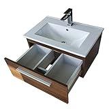 paplinskimoebel Waschtisch mit Unterschrank Granada Waschbeckenschrank Hängend Waschplatz Schublade 50cm (Eiche Dunkel)