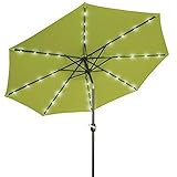 TONPOP Sonnenschirme, 2,5 m, mit Kurbel, Solarlicht, Regenschirm, Markt, Terrasse, Outdoor, LED-Schirme, selbstaufladend, LED-Gartenschirm (Farbe: Weiß) (grün)