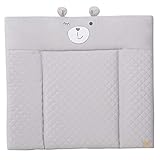 roba Wickelauflage soft roba Style - 85 x 75 cm - Wickeltischauflage abwaschbar - Baby Wickelunterlage mit Bären Motiv - Lil Cutie Sammy - Grau