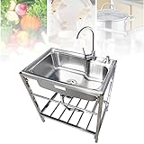 304 Edelstahl Waschbecken, Außenbereich Spülbecken, Küchenspüle, Mobile Küche Spüle, Edelstahl Spülbecken, Standwaschbecken, Spülenschrank Mit Spüle Und Armatur