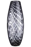 Casablanca Vase Blumenvase grau schwarz aus Glas - Deko Wohnzimmer Geschenk für Frauen Geburtstag Muttertag Höhe 42 cm