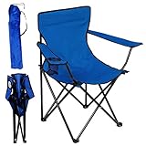 ZHENNBY Campingstuhl Faltbar Camping Klappstuhl Strandstuhl Angelstuhl Faltstuhl bis 150kg mit Armlehne und Getränkehalter Ultraleicht Folding Chair für Outdoor Balkon Terrasse Wohnzimmer Büro