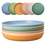 CSYY 6 Stück Teller, Unzerbrechliches Speiseteller Set, Tiefe Teller aus Kunststoff Picknickteller-Set 22,5cm/9inch Campingteller für Salat Pasta Party Zuhause Mikrowelle und Spülmaschinenfest