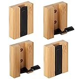 JSVER Kleiderhaken 4 stück Bambus Haken Garderobenhaken Wand Moderne Garderobenleiste Holz Faltbarer für Jacken, Mäntel, Schals, Handtaschen und Mehr, Holz