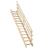 DOLLE Raumspartreppe Burgau │ Geschosshöhe: bis 289 cm │ Holzart: Buche Leimholz (roh) │ volle Stufen │ inkl. einseitigem Geländer│ Breite: 63 cm │ Deckenöffnung: 170 x 68 cm │ 150 kg Traglast