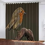 Gardine Vorhänge 2 Stück x 75 B x 166cm H Tier & Gelber Vogel Verdunklungsvorhang Verdunklungsgardinen mit Ösen