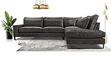 Ecksofa mit Kissen 90x310x224 cm CORBLACK Kollektion - Elegante Polstersofa - Große Couch L Form für Wohnzimmer Freistehendes L-Sofa - Eckcouch 4 Sitzer Schwarz Rechte Seite