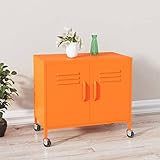 JUNZAI Lagerschrank, Beistellschrank, Sideboard, Schlafzimmer Kommode, Wohnzimmer Möbel, Schrank Schlafzimmer, Orange 60x35x49 cm Stahl