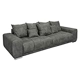 riess-ambiente.de Extravagantes XXL Sofa ELEGANCIA 280cm grau inkl. Kissen Bigsofa Große Polstercouch Wohnlandschaft