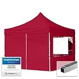 TOOLPORT Faltpavillon Faltzelt Pavillon 3x3m - 4 Seitenteile Aluminium 32mm Partyzelt 700N rot