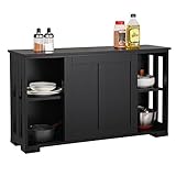 Yaheetech Sideboard Beistellschrank Kommode Esszimmerschrank Schrank mit Schiebetüren 106,7 * 33 * 63cm Schwarz