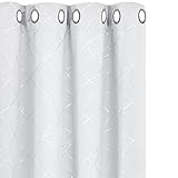 Amazon Brand - Umi 2 Stück Gardine Thermovorhang Lichtdicht Vorhang Ösenvorhänge Schlafzimmer 229x117 cm Weiß Grau