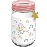 Gruss & CO Sparglas Motiv Wunscherfüller | Spardose mit Deckel, Höhe 13,8 cm | Geschenk, Geburtsag, Hochzeit, Geldgeschenk | 47122