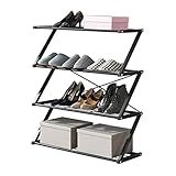 EVepes Schuhregale Schuhregal, multifunktionales Metall-Schuhregal, Z-förmige Schuhaufbewahrung, 4-stufiger Schuh-Organizer, freistehendes Stiefelregal Aufbewahrungsorganisator