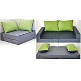 KK A1 grau-grün Kindersofa Kindermatratze Sitzkissen Spielsofa Minicouch Set + 2 Kissen (KKA1 (grau-grün))