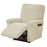 TOPCHANCES Ruhesessel Bezüge, Stretch Relaxsessel Bezug, Jacquard Sesselbezug, Sesselschoner für Fernsehsessel, Recliner Sesse（Beige）