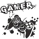 WandSticker4U®- Wandsticker GAMER I Wandbild: 57x55 cm I Wandtattoo Jugendzimmer Junge Video-spiele Gaming Controller Grafitti I Wand Deko Schlafzimmer Jugendliche Teenager Aufkleber COOL