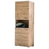 trendteam smart living Badezimmer Hochschrank Schrank Amanda, 73 x 190 x 31cm in Asteiche mit offenem Fach und viel Stauraum