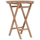 Gartentisch, rund, zusammenklappbar, Tisch für den Außenbereich aus Massivholz, ideal für Balkon, Terrasse 60 x 75 cm (Durchmesser x H)