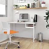 ZEYUAN Computertisch, Pc Tisch, Schreibtisch, Gaming Tisch, Arbeitstisch Büro, Pc Schreibtisch, Büro Tisch, Computer Tisch, Laptoptisch, Weiß 105x55x72 cm MDF und Metall