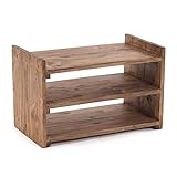 DESIGN DELIGHTS Rustikales MASSIVHOLZ Regal Capri | 55x35x30cm(BxHxT), Schuhschrank aus Mahagoni Holz mit 3 Ablagen, Flurregal für Schuhe, Schuhregal | Farbe: 01 Natur-Vintage