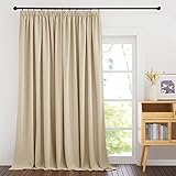 PONY DANCE Wohnzimmer Vorhänge mit Kräuselband Vorhang Beige Blickdicht 1er Set Verdunklungsgardine Kräuselband für Schienensystem Extra Breite Gardinen, H 245 x B 300 cm, Biscotti Beige
