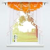 SCHOAL Scheibengardinen Küche Bistrogardinen Voile Transparente Kurzgardinen Kleinfenster Gardinen mit Kräuselband/Tunnelzug 1 Stück BxH 120x125cm Orange