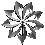 HAFIX XXL Windrad - Windjasmin - mit Zwei Blättern für 3D Optik. Windspiel aus Metall mit max. Höhe 185cm. Windspiel für Garten als Dekoration UV-beständig und wetterfest.