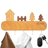 fanelod Wandhaken Garderobe - Wandgarderobe aus Holz im Landhausstil | Wandhaken für Kleiderbügel, Schlüssel, Handtücher, Geldbörsen, Hüte, Mützen, Schals