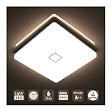 Öuesen 24W Wasserdichte LED Lampe Decke Moderne dünne quadratische LED Deckenleuchte 2050lm Natürliches Weiß 4000K LED Deckenlampe Badezimmer Schlafzimmer Küche Wohnzimmer Korridor Balkon Flur Bad