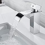 Farcetor Wasserhahn Bad Wasserfall Chrom,Waschtischarmatur Modern Wasserfall Wasserhahn Bad Armatur Mischbatterie Chrom