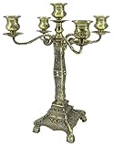 DongJiang- Roselife Kerzenhalter mit 5 ArmeCandelabra europäischen Stil Metall Kerze Halter für Haus Hochzeit Weihnachten Party Dekoration (Golden, Bronze) (Gold) (Bronze)