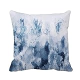 Kissenbezug mit abstrakten Aquarellfarben in Blau, Silber und Grau, digital, 45,7 x 45,7 cm, dekorativer quadratischer Kissenbezug