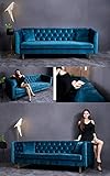 JVmoebel Designer Chesterfield Sofa Textil Blau Couch Polster Sofas Couchen Stoff Textil