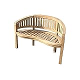 Ambientehome Teak Bananenbank 2-sitzer Teakbank Gartenbank Sitzbank 120 cm, 88.5 x 34.5 x 54 cm