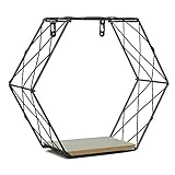 AVFORA HUANGXING - Draht Hexagon Design Wandmontierte schwimmende Regale hängende geometrische Figur Wanddekoration for Wohnzimmer Schlafzimmer, schwarz, 29,5x11x25,5 cm