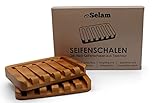 Seifenschale aus Teakholz im 2er Set - nachhaltige Seifenablage aus Holz - Seifenhalter mit Ablauf - eSelam
