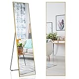 COSTWAY 160 x 40 cm Ganzkörperspiegel, 2 in 1 Standspiegel und Wandspiegel, Ankleidespiegel, Garderobenspiegel für Schlafzimmer, Wohnzimmer und Eingangsbereich (Gold)