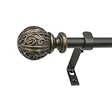 Decopolitan 1,6 cm Blattkugel Gardinenstangen-Set, Vintage Bronze, 26 to 48 Inches