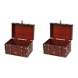 ailill 2 x AU Truhe mit Schloss Aufbewahrungsbox aus Holz Vintage Organizer im antiken Stil für Schrank mit Box - L