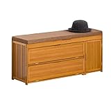 EVepes Schuhregale Schuhaufbewahrungsbank aus Bambus, Eingangsbank mit aufklappbarem Stauraum und gepolstertem Kissen, Aufbewahrungsregal für Eingangsschuhe Aufbewahrungsorganisator