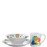 Leonardo Bambini Kinder Geschirrset Porzellan 3-teilig, spülmaschinengeeignetes Geschirr, Teller Tasse Schale, Motive Maus Ente Elefant, bunt, 018652
