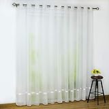 Joyswahl Voile Gardine transparenter Vorhang mit Satinband Design »Maja« Schals Fenster Vorhänge mit Ösen BxH 300x225cm Weiß 1er Pack