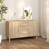 JUNZAI Sideboard, Schlafzimmer Kommode, Komodenschrank, Küchenschrank, Commode, Flurkommode, Schlafzimmerkommode, Schrank, Sonoma-Eiche 100x36x60 cm Holzwerkstoff