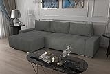 Furnitech Ecksofa M1 mit Schlaffunktion Sofa mit Bettkasten Polsterecke Schlafsofa Sofagarnitur (Ecksofa Links, M1-G1B-GPMIK-SZ14-1)