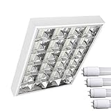 TOP SET LED Rasterleuchten mit 4X T8 LED 9W kaltweiß 6000K G13 Bürolampe Rasterlampe