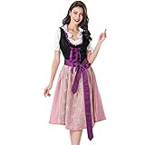 Generisch Frauen Oktoberfest Kostüm Cosplay Maid Outfit Halloween Damen Dirndl Schwarz Damen Trachtenkleid Trachtenrock Dirndl Kleid Kurz-Midi Dirndlkleid Für Oktoberfest Festival Frauenkleid