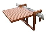 Spetebo Eukalyptus Balkontisch - 60x45 cm - Holz Klapptisch Balkon Hängetisch klappbar